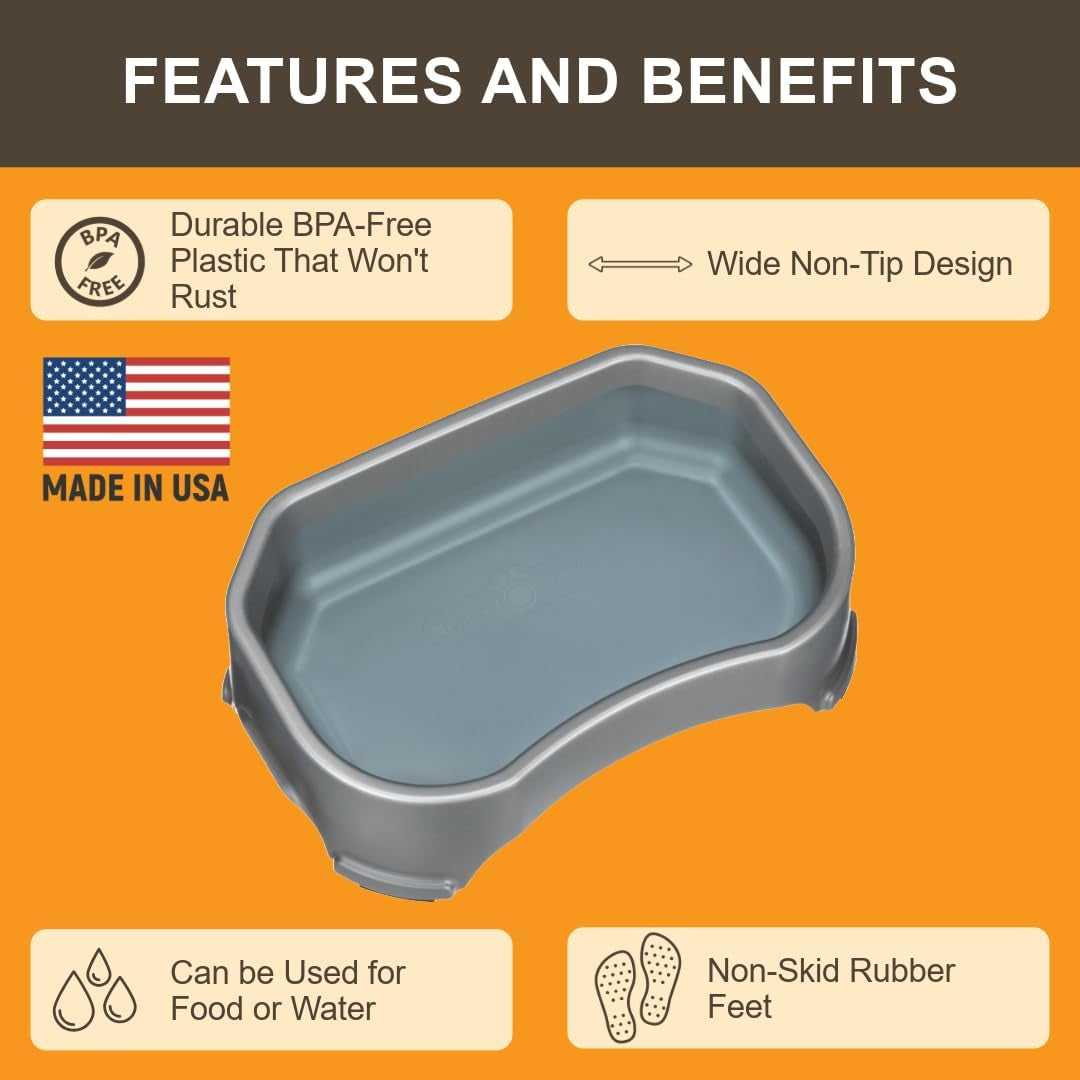 Extra-Large 1.25 Gallon No-Spill Outdoor Dog Water Bowl - Stylish Gunmetal Grey Trough Design for Indoor & Outdoor Use