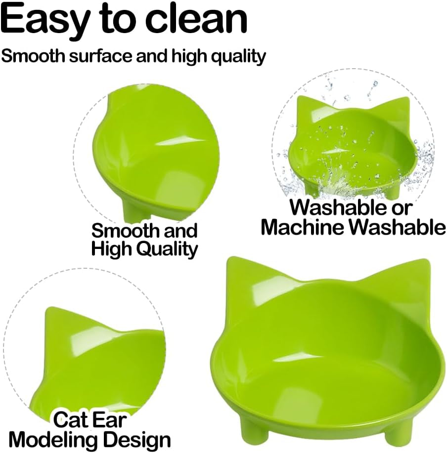 Non-Slip Cat and Dog Bowls - Wide & Shallow Design to Prevent Whisker Fatigue, Safe Food-Grade Dishes for Kittens, Puppies, and Rabbits
