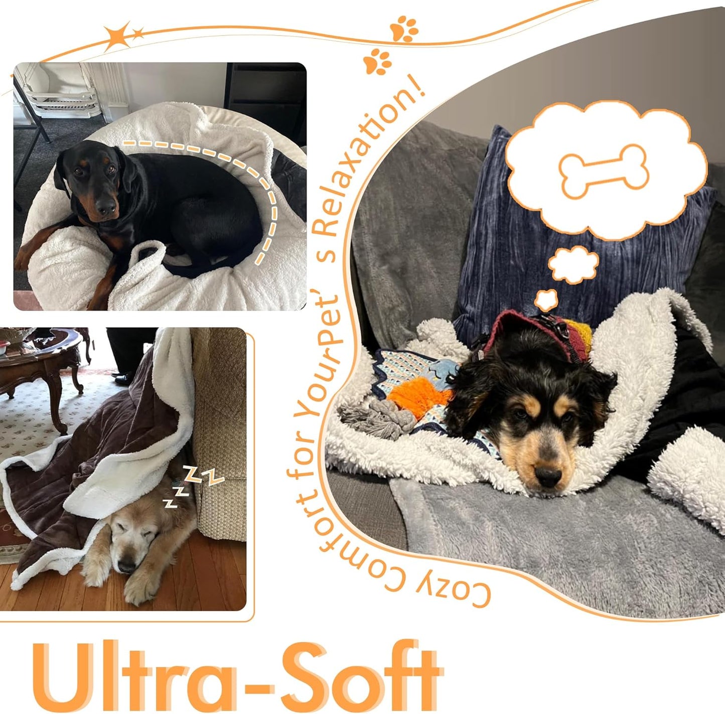 Ultra-Plush Sherpa Fleece Dog Blanket - Perfect for Large & Small Pets, Cozy 50x60 Inches Throw for Dogs and Cats
