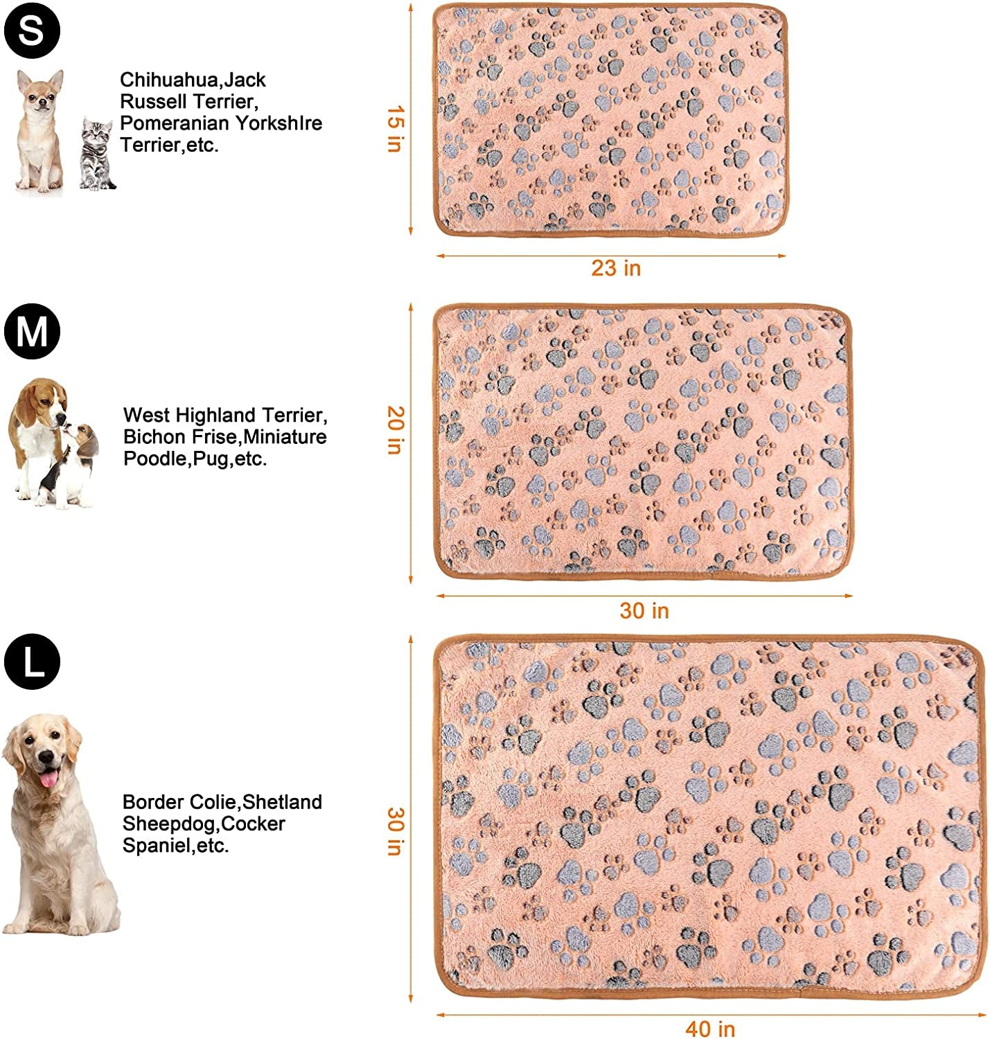 Cozy 3-Pack Fleece Pet Blankets - Soft & Warm Sleep Mats for Dogs and Cats (Medium 30" X 20")