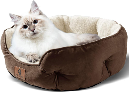 Cozy & Stylish Small Dog Bed - Perfect for Cats and Puppies, Ultra Soft, Machine Washable, Anti-Slip & Water-Resistant, 20 Inches, Brown