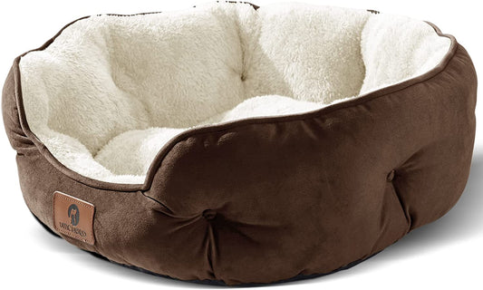 Cozy & Stylish Small Dog Bed - Perfect for Cats and Puppies, Ultra Soft, Machine Washable, Anti-Slip & Water-Resistant, 20 Inches, Brown