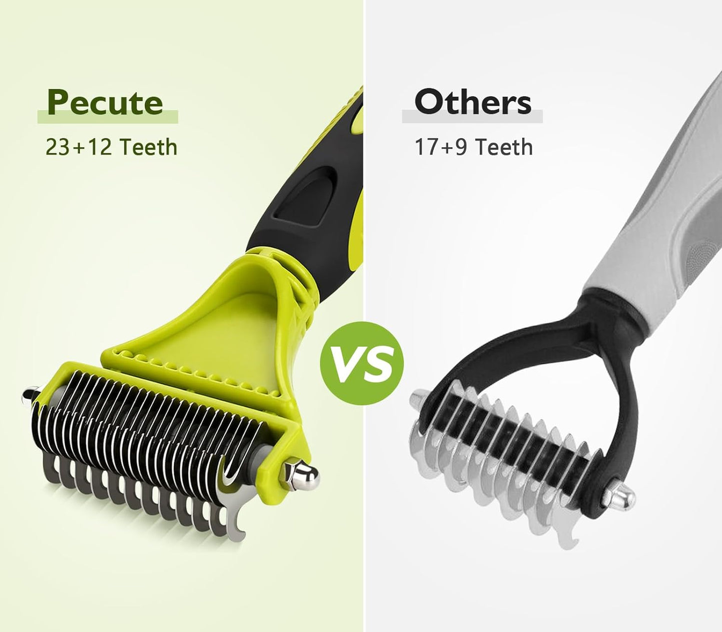 Ultimate Pet Dematting Tool Set - 2 Pack Double-Sided Rake & Comb for Effortless Detangling of Medium to Long-Haired Dogs & Cats
