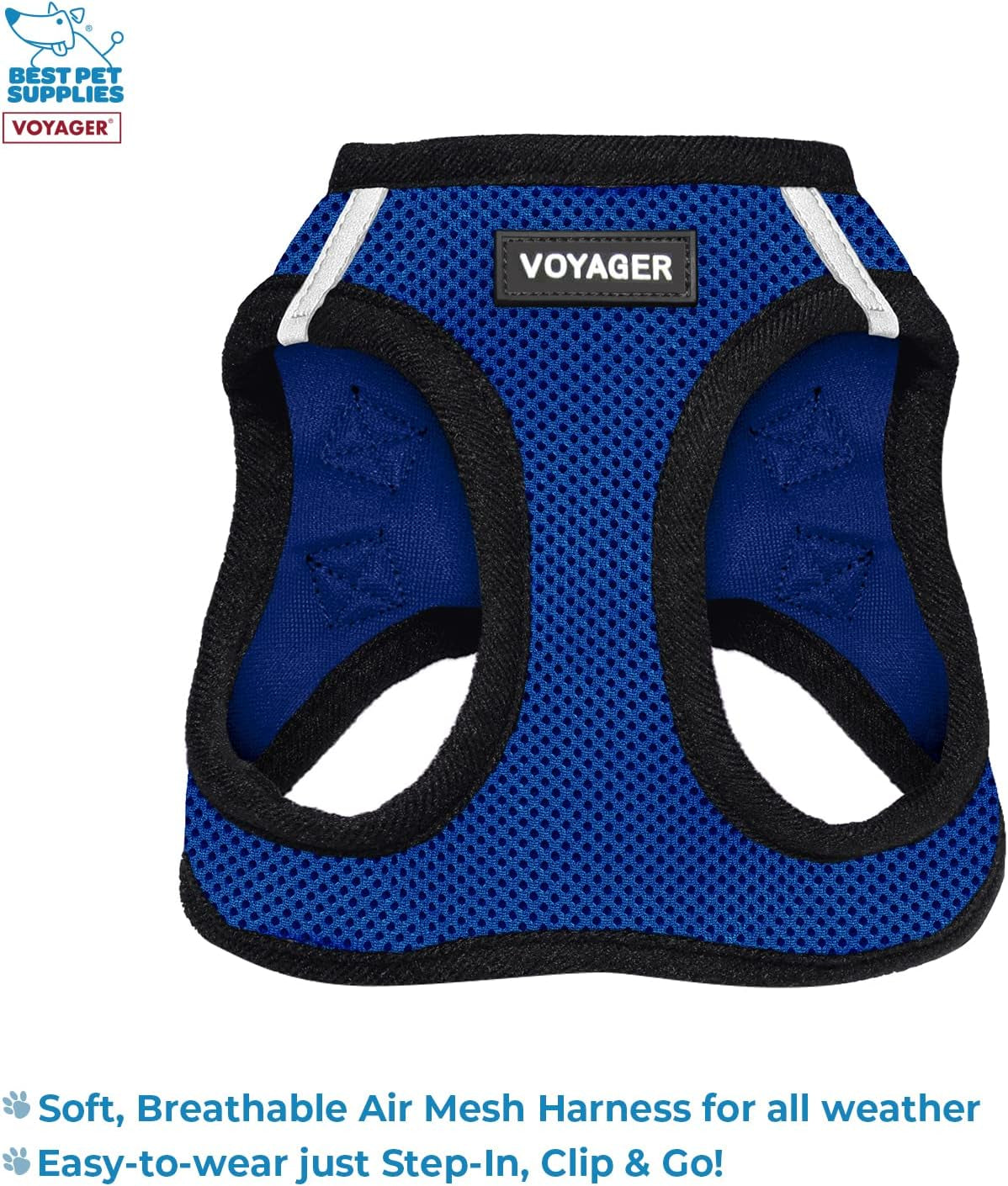 Voyager All-Weather Mesh Dog Harness & Reflective 5 Ft Leash Combo - Neoprene Handle, Perfect for Small to Large Breeds - Blue, XX-Small