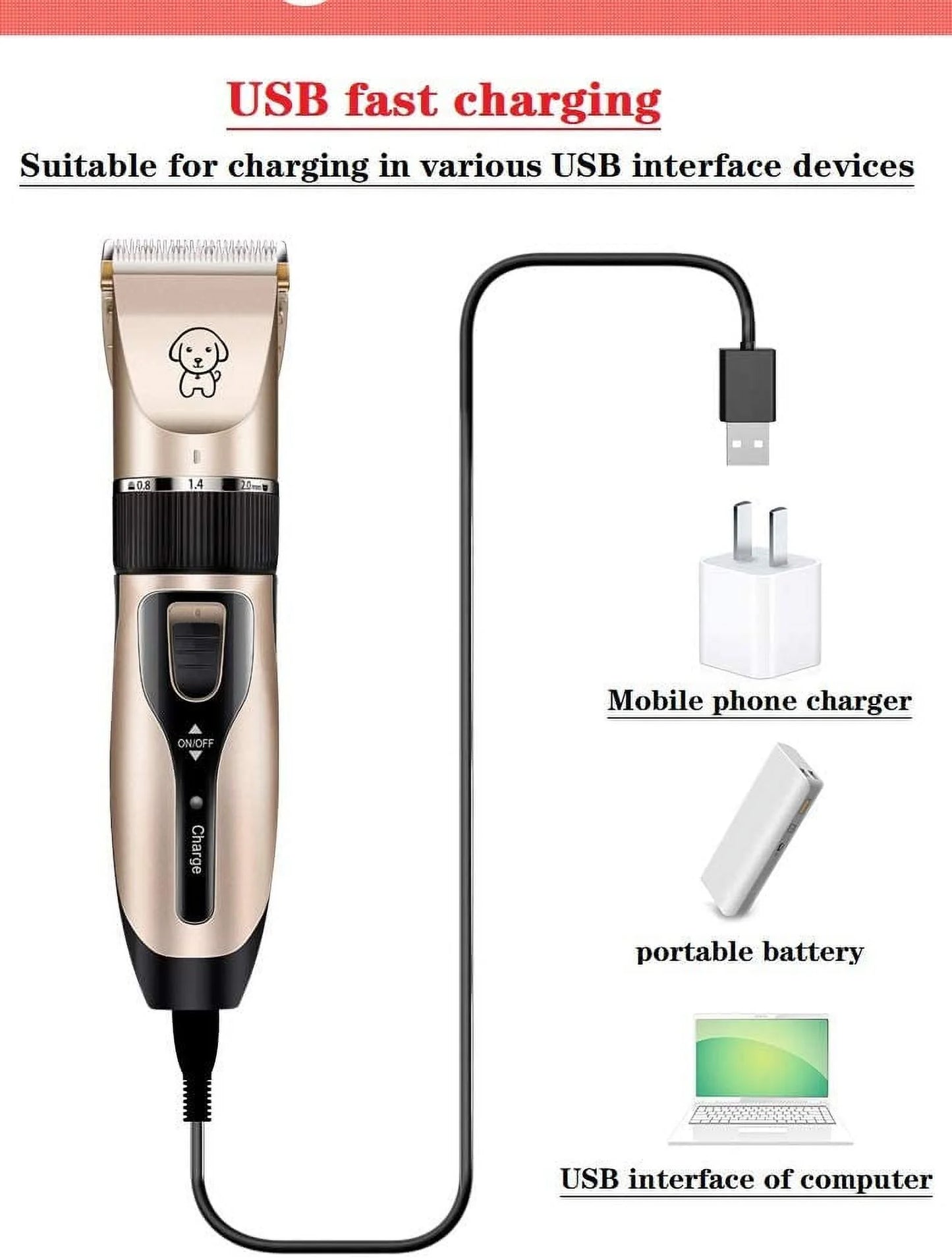 Ultimate Rechargeable Cordless Dog Grooming Clippers - Low Noise, High-Speed, Complete Pet Grooming Set for Dogs and Cats