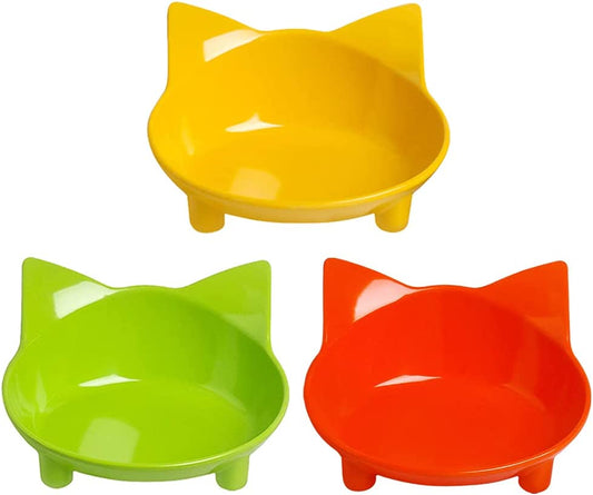 Non-Slip Cat and Dog Bowls - Wide & Shallow Design to Prevent Whisker Fatigue, Safe Food-Grade Dishes for Kittens, Puppies, and Rabbits