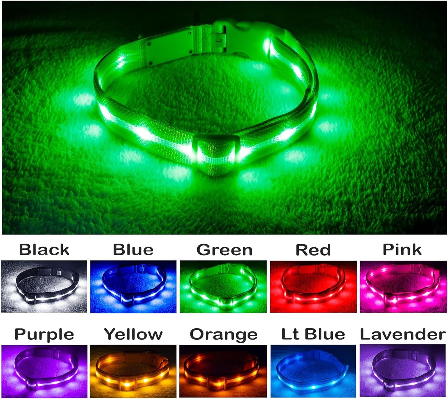 Illuminate Your Dog's Safety: Original USB Rechargeable LED Collar - Waterproof & Visible Up to 1,000 Feet - Perfect for All Dog Sizes - USA Brand