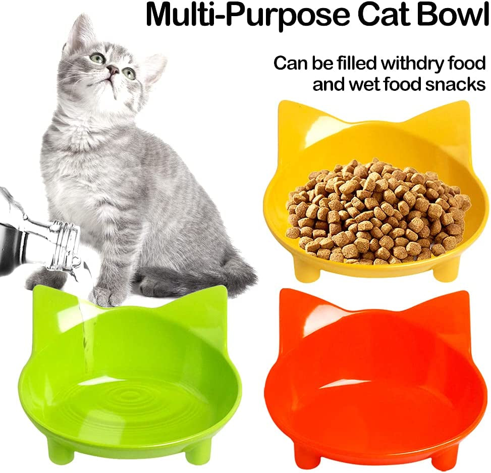 Non-Slip Cat and Dog Bowls - Wide & Shallow Design to Prevent Whisker Fatigue, Safe Food-Grade Dishes for Kittens, Puppies, and Rabbits