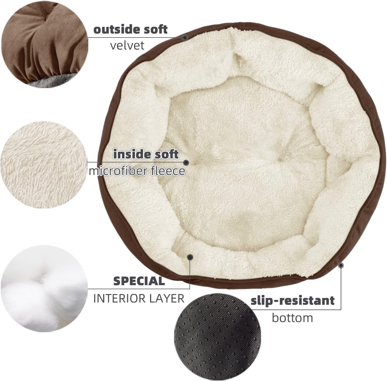 Cozy & Stylish Small Dog Bed - Perfect for Cats and Puppies, Ultra Soft, Machine Washable, Anti-Slip & Water-Resistant, 20 Inches, Brown