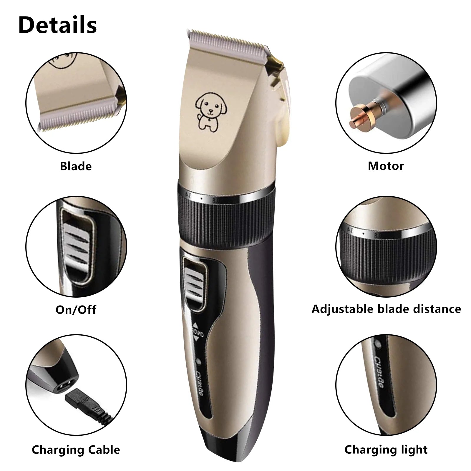 Ultimate Rechargeable Cordless Dog Grooming Clippers - Low Noise, High-Speed, Complete Pet Grooming Set for Dogs and Cats