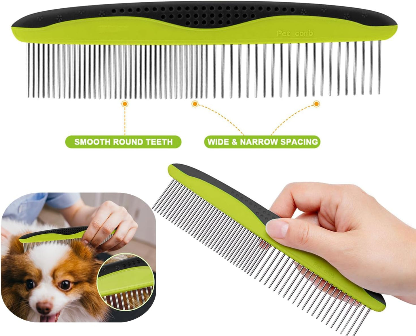 Ultimate Pet Dematting Tool Set - 2 Pack Double-Sided Rake & Comb for Effortless Detangling of Medium to Long-Haired Dogs & Cats