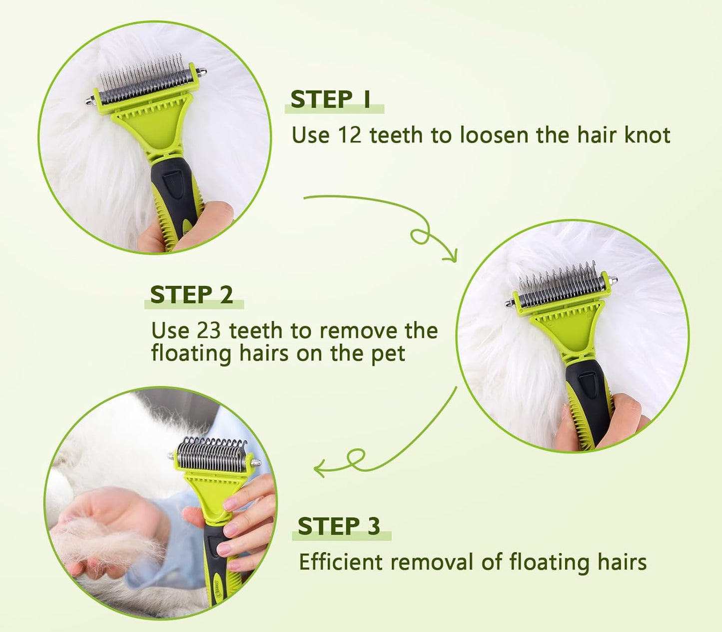 Ultimate Pet Dematting Tool Set - 2 Pack Double-Sided Rake & Comb for Effortless Detangling of Medium to Long-Haired Dogs & Cats