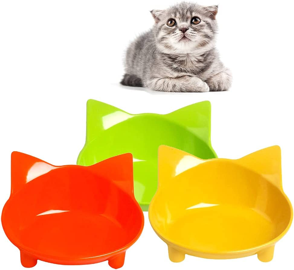 Non-Slip Cat and Dog Bowls - Wide & Shallow Design to Prevent Whisker Fatigue, Safe Food-Grade Dishes for Kittens, Puppies, and Rabbits