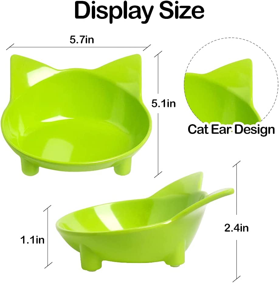 Non-Slip Cat and Dog Bowls - Wide & Shallow Design to Prevent Whisker Fatigue, Safe Food-Grade Dishes for Kittens, Puppies, and Rabbits