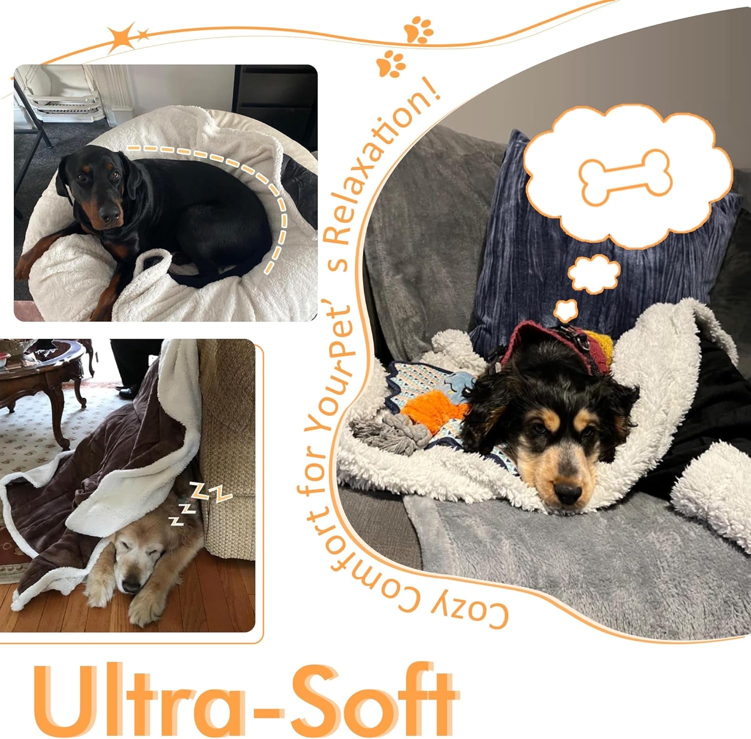 Ultra-Plush Sherpa Fleece Dog Blanket - Perfect for Large & Small Pets, Cozy 50x60 Inches Throw for Dogs and Cats