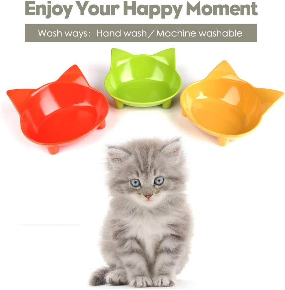 Non-Slip Cat and Dog Bowls - Wide & Shallow Design to Prevent Whisker Fatigue, Safe Food-Grade Dishes for Kittens, Puppies, and Rabbits