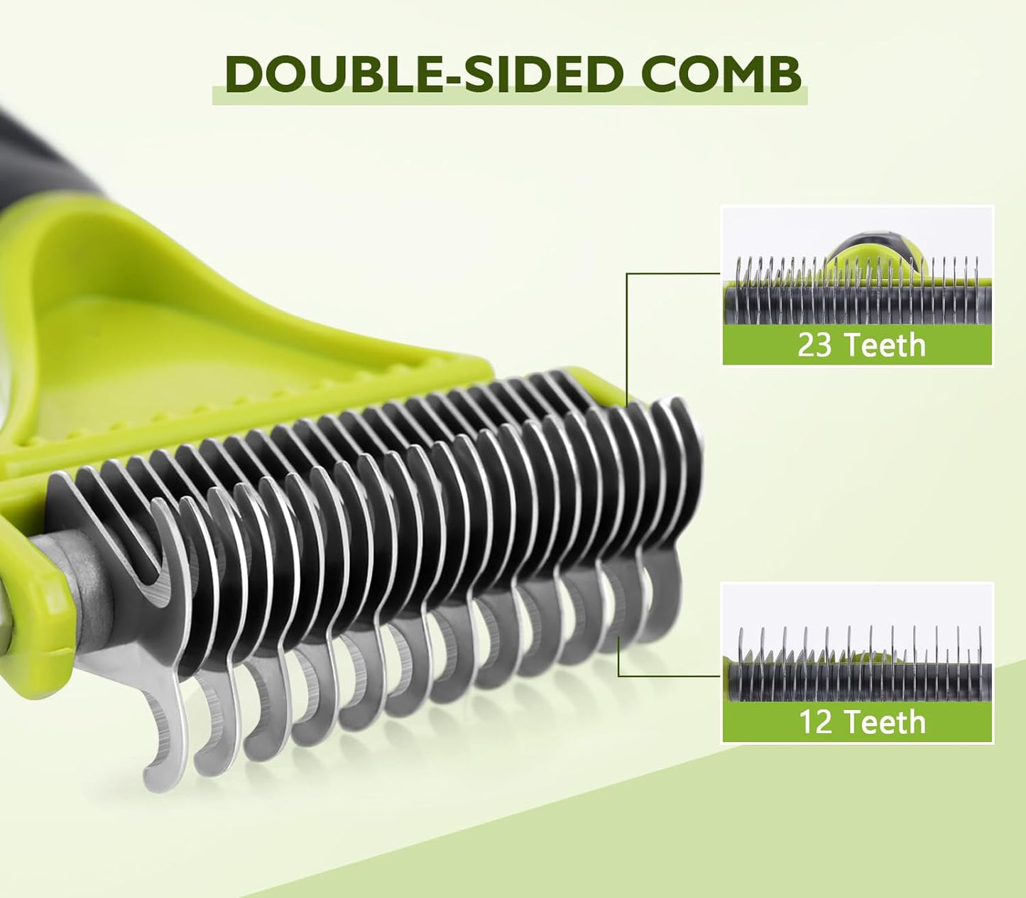 Ultimate Pet Dematting Tool Set - 2 Pack Double-Sided Rake & Comb for Effortless Detangling of Medium to Long-Haired Dogs & Cats