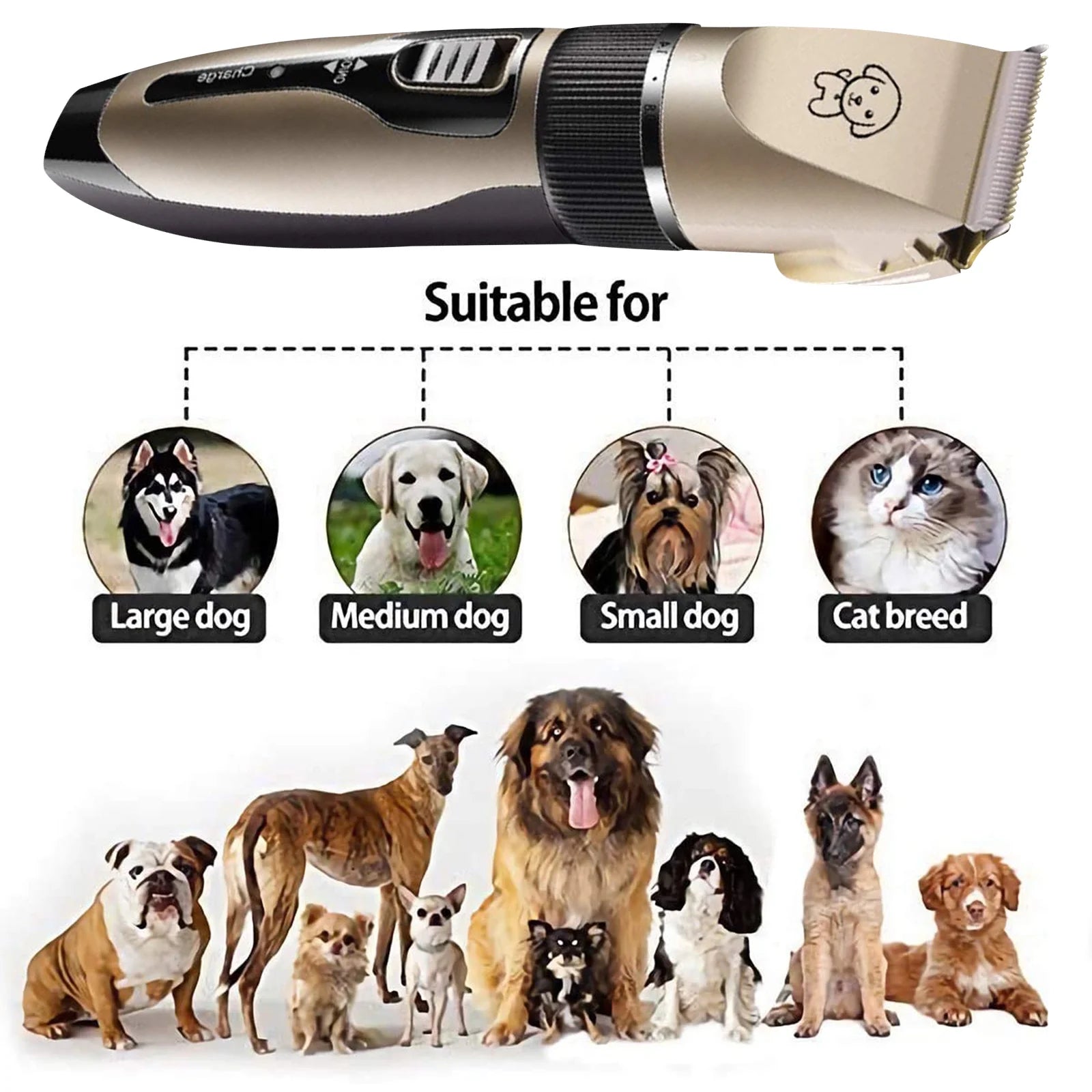 Ultimate Rechargeable Cordless Dog Grooming Clippers - Low Noise, High-Speed, Complete Pet Grooming Set for Dogs and Cats